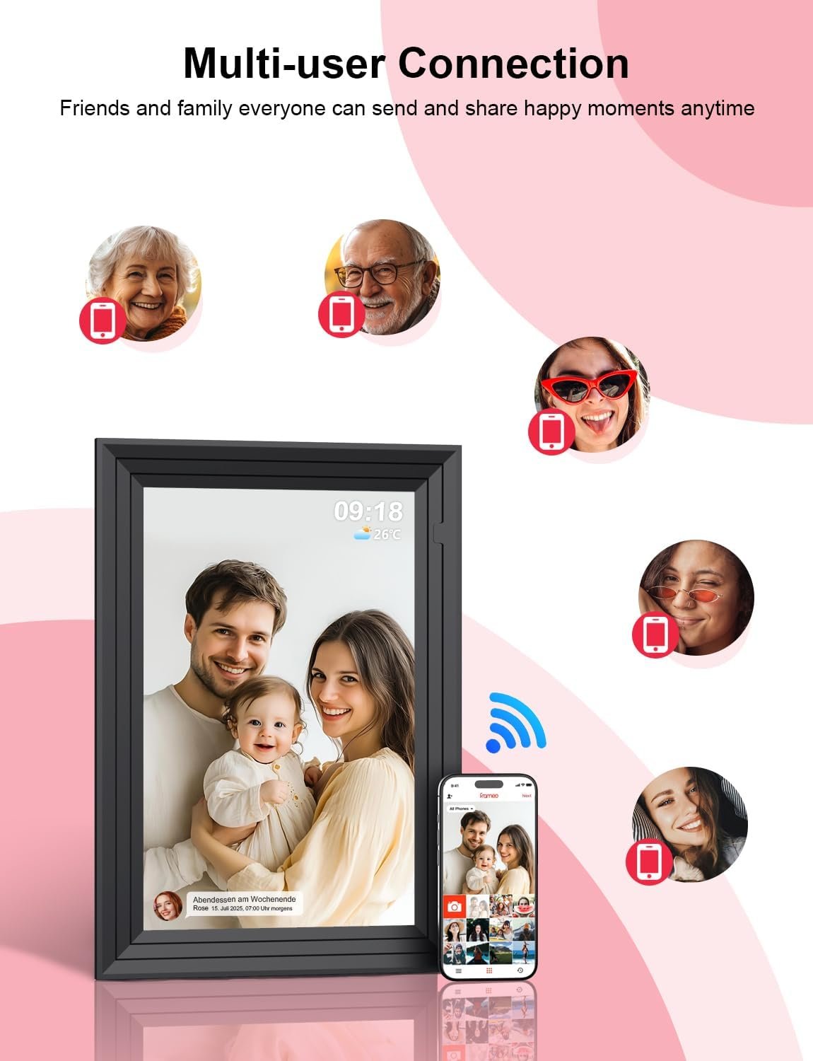 Vue 2 de Cadre photo numérique WiFi 10,1" + 5 photos animées offertes (Frameo)