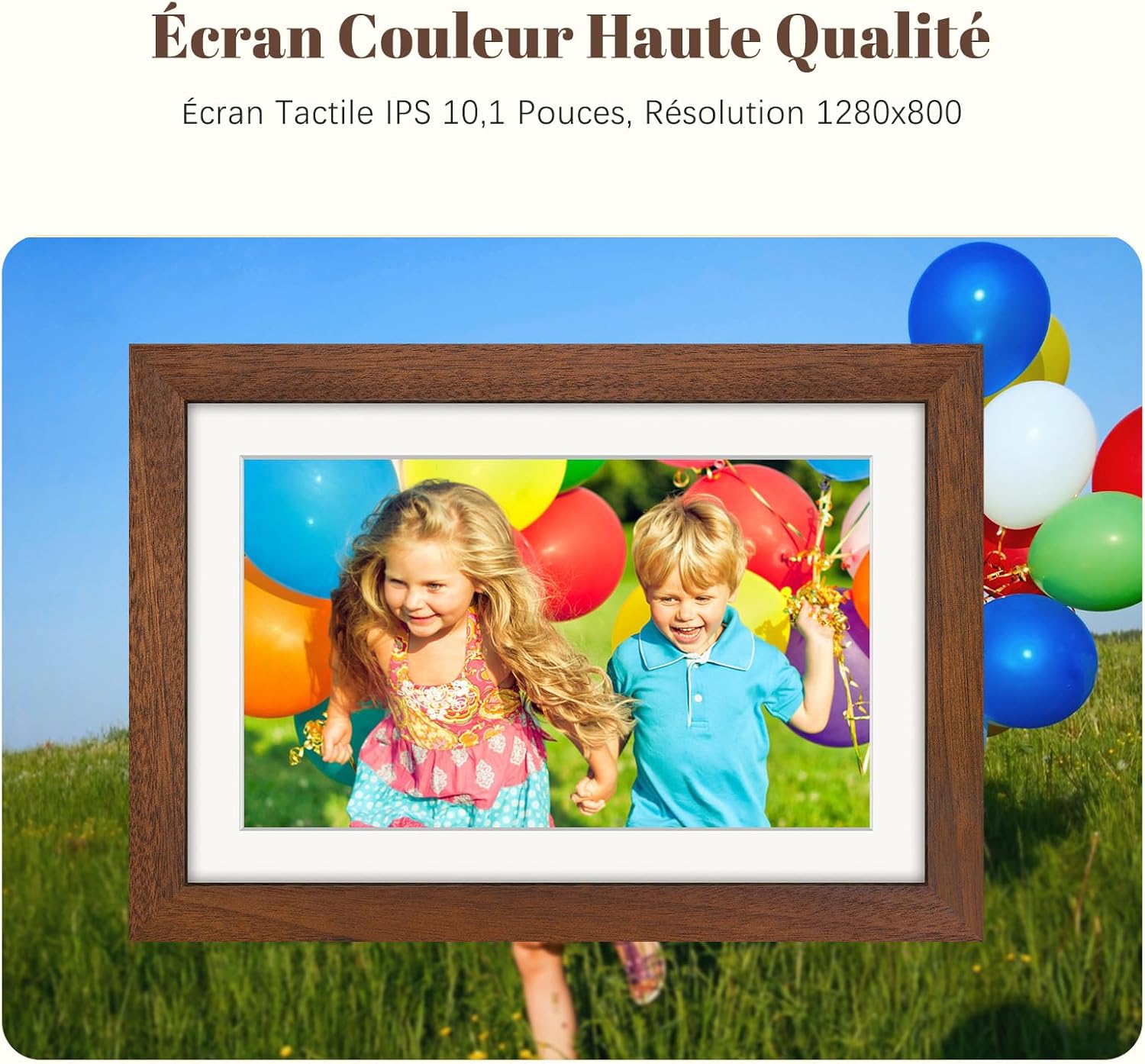Vue 6 de Cadre photo numérique WiFi 10,1" noyer + 5 photos animées offertes